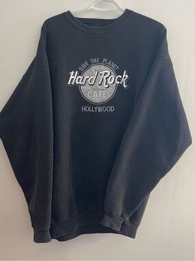 Hard Rock Cafe Black Crewneck Sweatshirt with White Logo